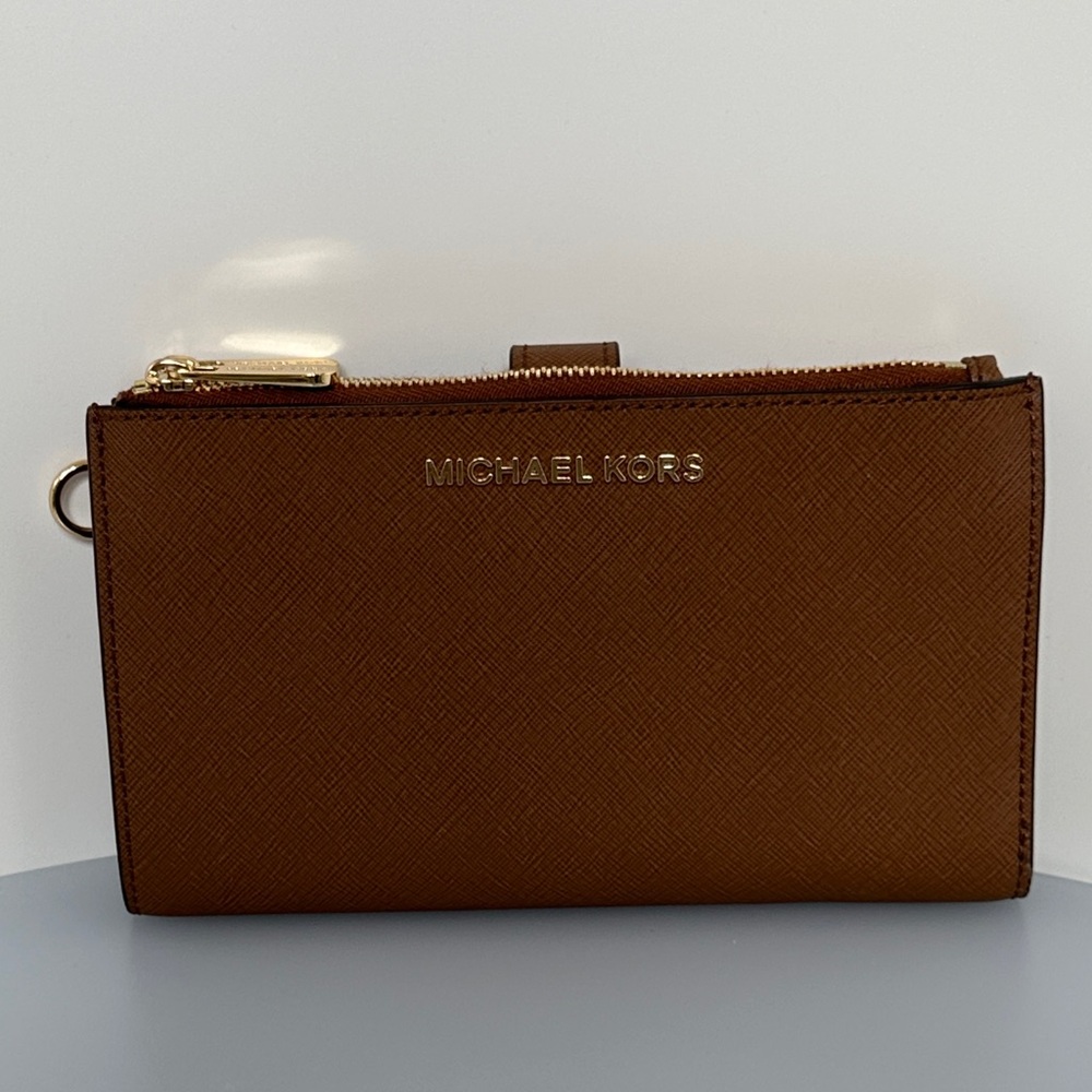 Michael Kors Tan Wallet with Gold Zipper